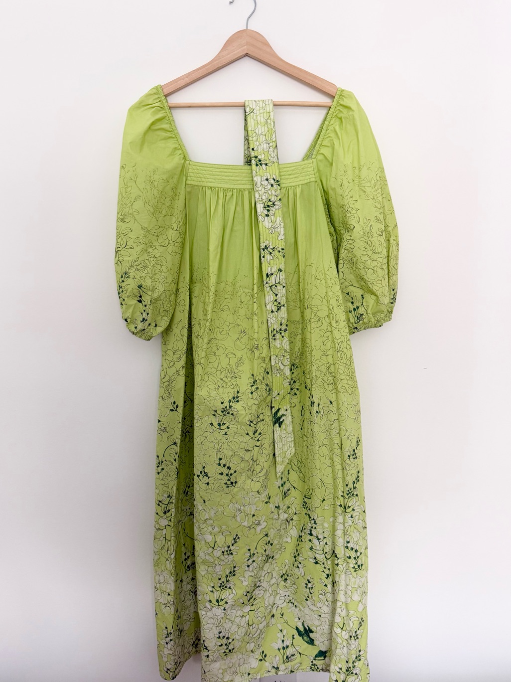 Ann Mashburn Lime Green Floral Puff-Sleeve Maxi Dress - Size M